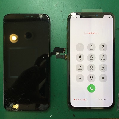 iPhoneX画面修理後